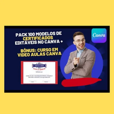 Capa de 100 Artes de Certificados Prontos para Editar no Canva