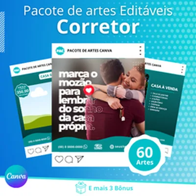 Capa de Artes para Corretor (Pacote Canva)