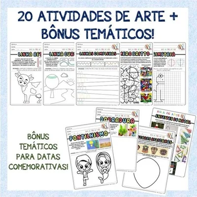 Capa de Atividades de Arte: combo com 20 atividades e bônus