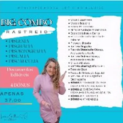 Capa de Big Combo Rastreio: Dislexia, Disgrafia, Disortografia, Dislalia e Discalculia