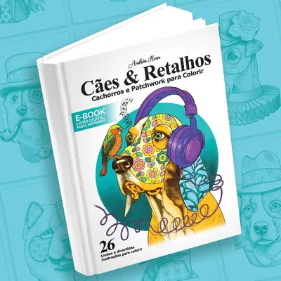 Capa de Cães e Retalhos: Cachorros e Patchwork para Colorir