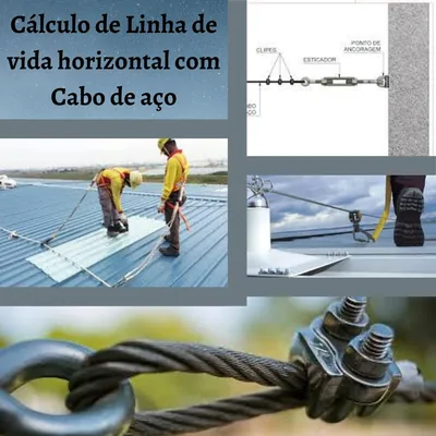 Capa de Cálculo de Linha de Vida Horizontal com Cabo de Aço
