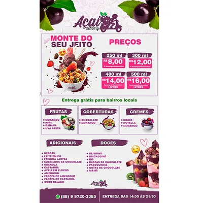 Capa de Cardápio Editável Açaí 2025 (PSD)