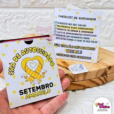 Capa de Chá de Autocuidado: Porta-chá com Checklist de Autoamor