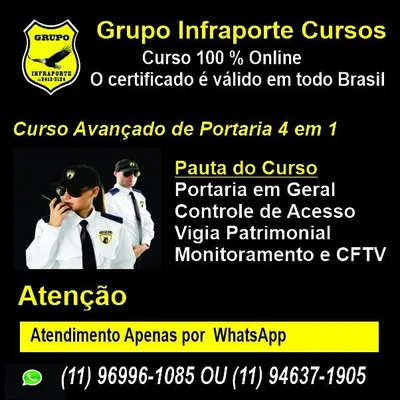 Capa de Curso Completo de Segurança, Porteiro e Monitoramento de Câmeras