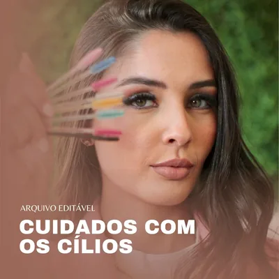 Capa de Ficha de Cuidados Editável para Extensão de Cílios