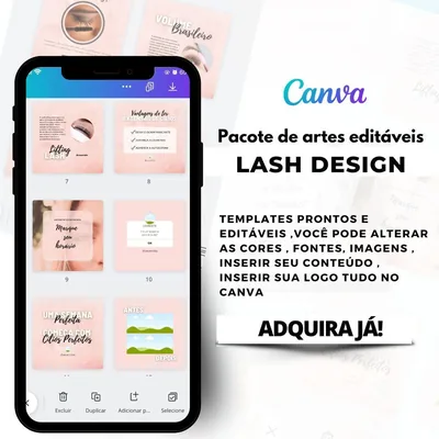 Capa de Instapack Canva: templates para lash design e extensão de cílios