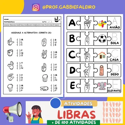 Capa de Kit 100 Atividades em Libras