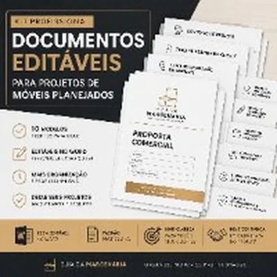 Capa de Kit Profissional de Documentos Editáveis para Projetos de Móveis Planejados