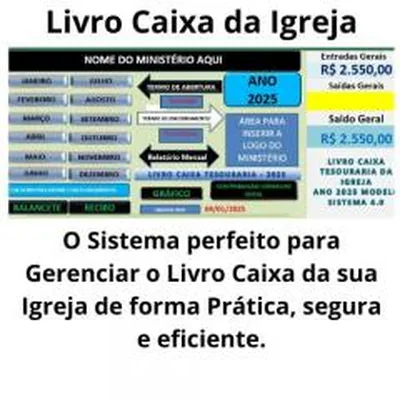 Capa de Livro Caixa para Igreja Sede e Filiais (Tesouraria)