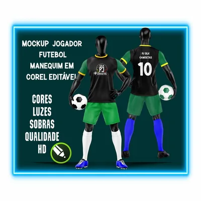 Capa de Mockup para CorelDRAW: Uniforme de Futebol com Manequim