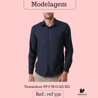Capa de Molde Camisa Social Masculina Slim, PP ao XG