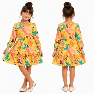 Capa de Molde em PDF: Vestido Infantil Manga Longa