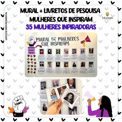 Capa de Mural Mulheres Incríveis + Livreto de Pesquisa