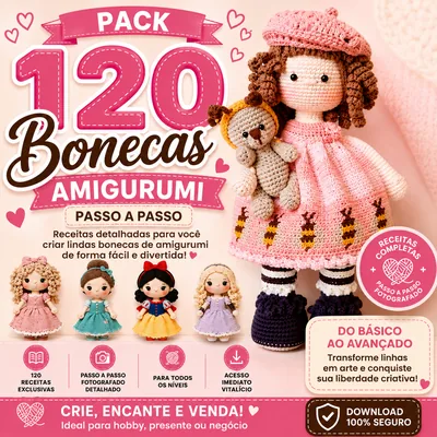 Capa de Pack 120 Bonecas Amigurumi