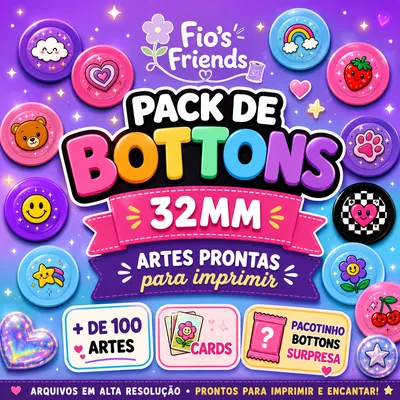 Capa de Pack Bottons 32mm: Cards e Artes