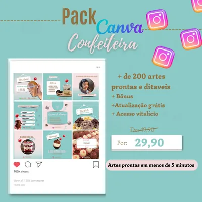 Capa de Pack Canva Confeiteira