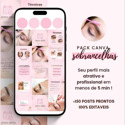 Capa de Pack Canva Designer de Sobrancelhas