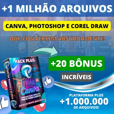 Capa de Pack Canva Plus: Mais de 1 Milhão de Arquivos Editáveis