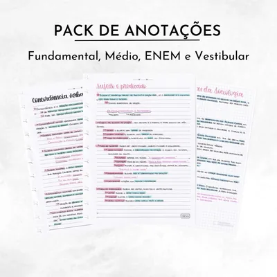Capa de Pack de Anotações: Fundamental, Médio, Enem e Vestibular