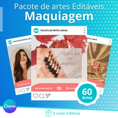 Capa de Artes para Maquiagem (pacote Canva)