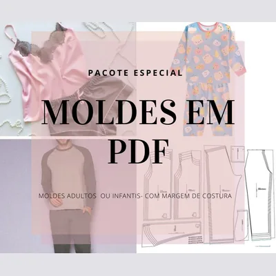 Capa de Pacote de Moldes de Pijamas Femininos, Masculinos e Infantis