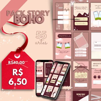 Capa de Pacote de Templates Editáveis para Story Boho
