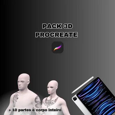 Capa de Partes do Corpo em 3D para Procreate (Tattoo)
