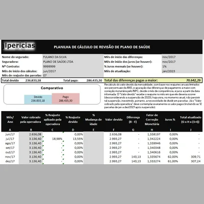Capa de Planilha de Revisão de Plano de Saúde com API