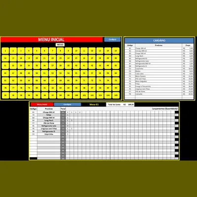 Capa de Planilha de Excel para Controle de Mesa em Bar e Restaurantes