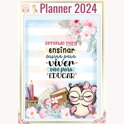 Capa de Planner Coruja 2024 para Professores