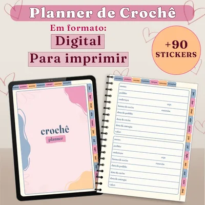 Capa de Planner de Crochê: Digital e para Imprimir