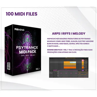 Capa de Rewind Psytrance Midi Pack Vol.1