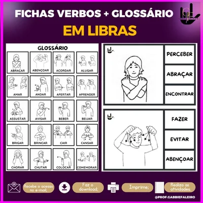 Capa de Verbos em Libras: 118 Fichas e Glossário